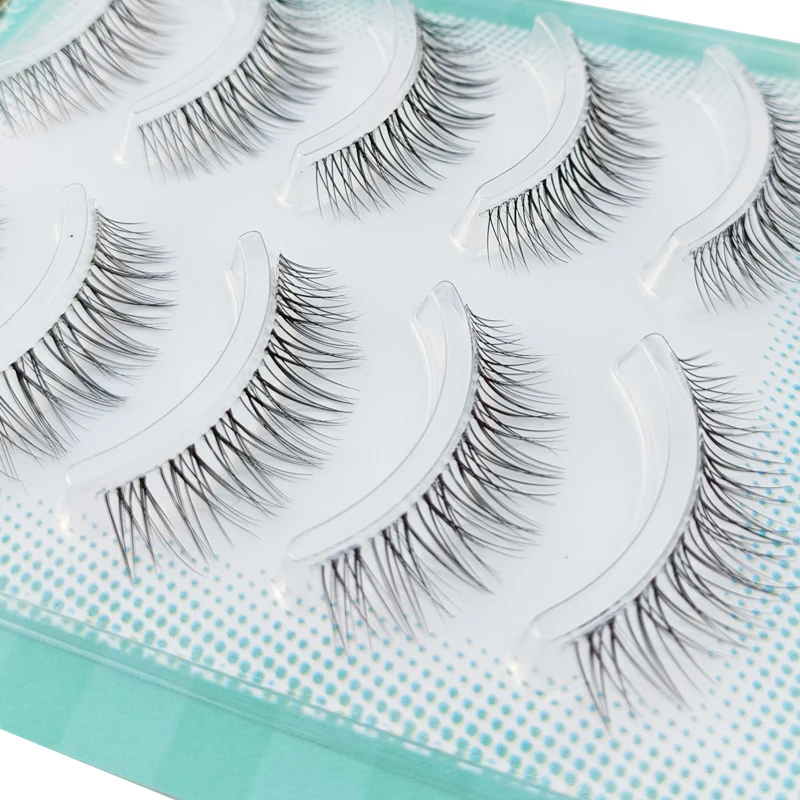 Тонкая прозрачная лента 5 пар натуральные ресницы для макияжа корейский набор