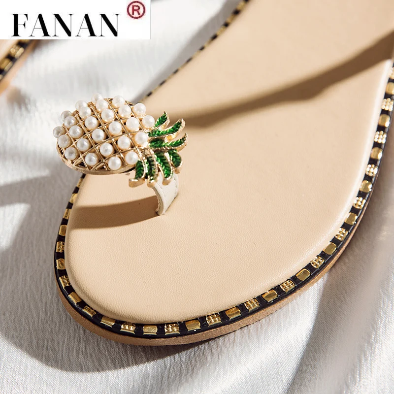 

Slippers Women Shoes Summer sandals Beach Pineapple Flat Slippers Outside Slides Zapatos De Mujer Shining Crystal Ladies Shoes