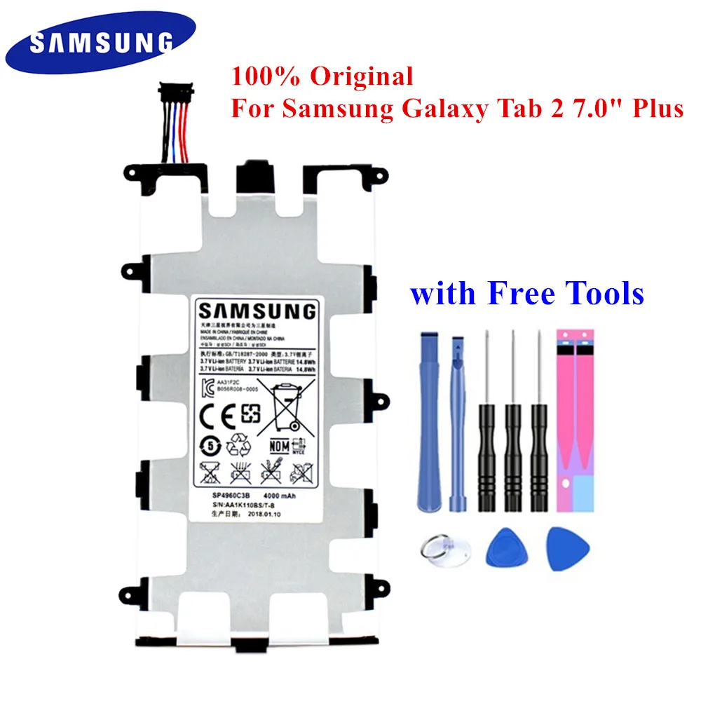 Оригинальный аккумулятор SP4960C3B для Samsung Galaxy Tab 2 7 0 и Plus P6200 P6210 P3110 P3100 4000 мАч