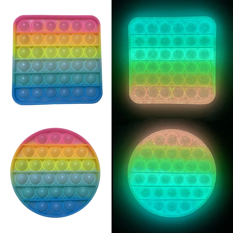 

Glow Fluorescence Push Bubble Fidget Toys Adult Stress Relief Toy Antistress Soft Squishy Gift Anti Stress Box BUBBLEFIDGET TOY