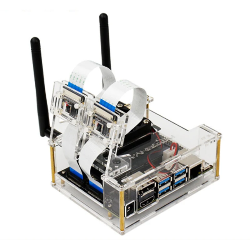 

HOT-Suitable for Jetson Nano B01 Developer Kit Acrylic Case, with Cooling Fan, with Lens Holder