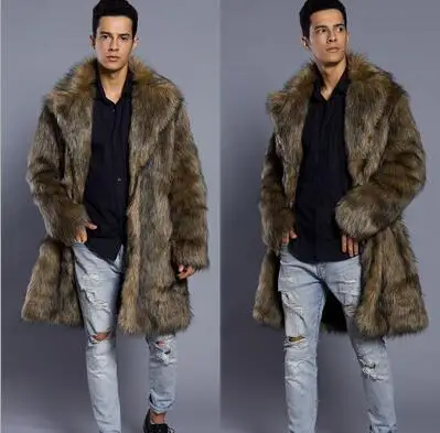 Осенняя длинная куртка из искусственной норки мужское зимнее утепленное теплое