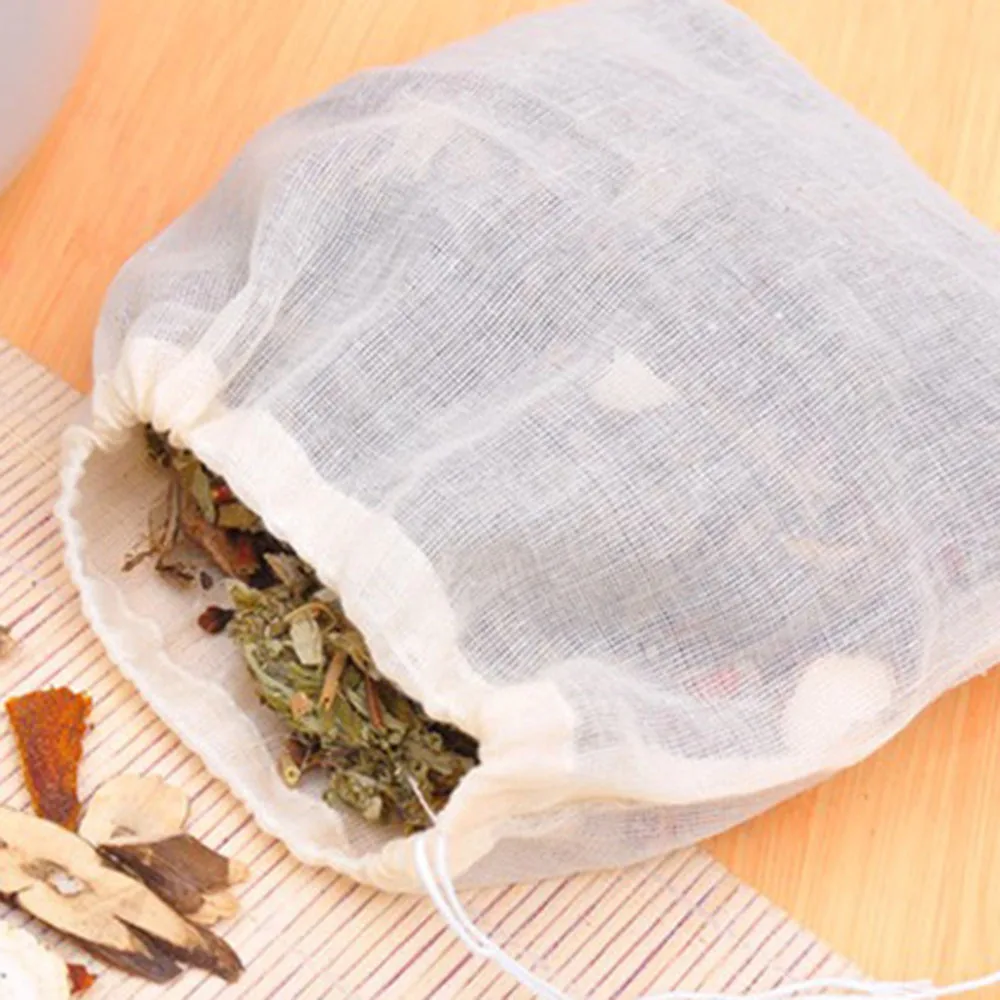 

20x Reusable Food Filter Mesh Cotton Bag Bean Soup Cook Purifier Unbleached Set