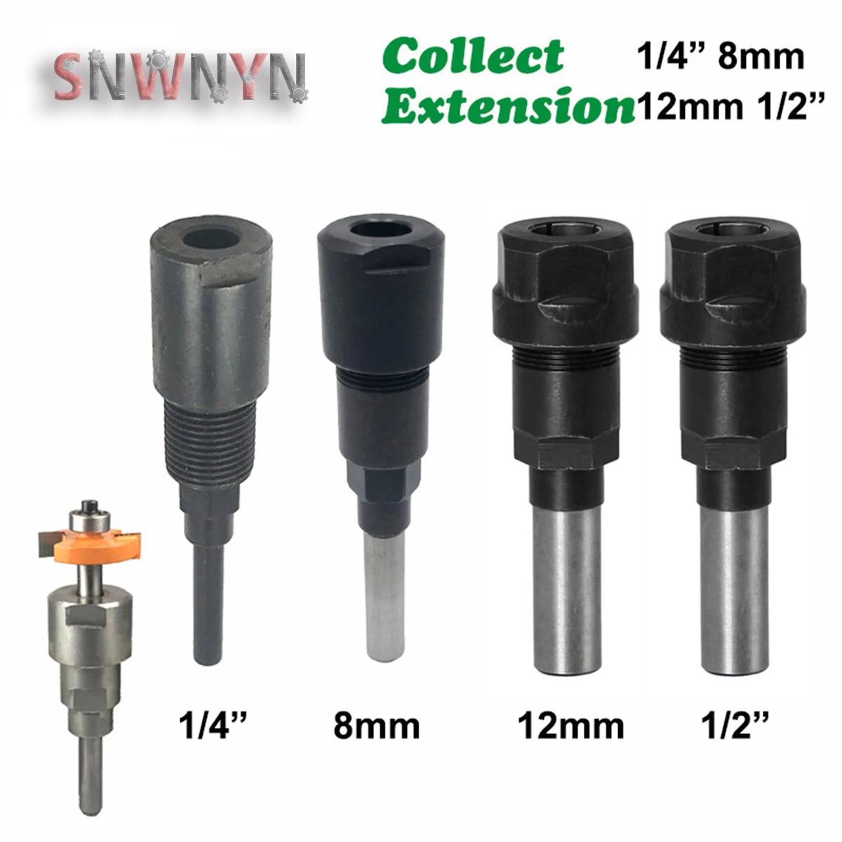

1pcs 1/4" 8mm 12mm 1/2" Shank Router Bit Extension Rod Collet Engraving Machine Accessories Extension Milling Cutter for Wood