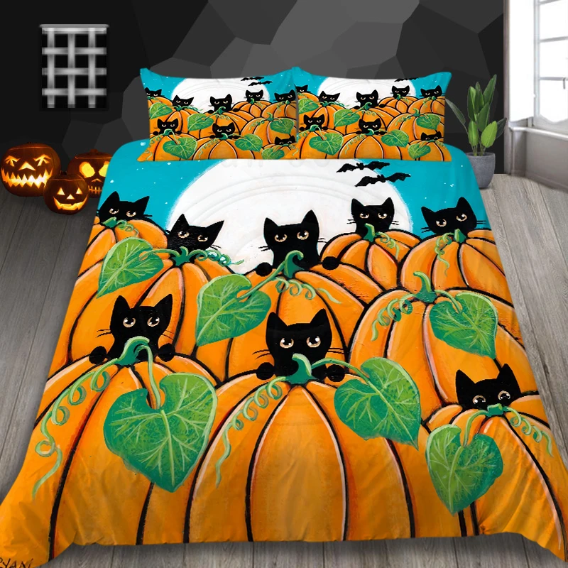 

Комплект постельного белья с 3D рисунком в виде тыквы и фонариков