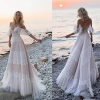fashion spaghetti strips lace appliques a line wedding dresses beach custom made bridal gowns lace spring princess wedding gown