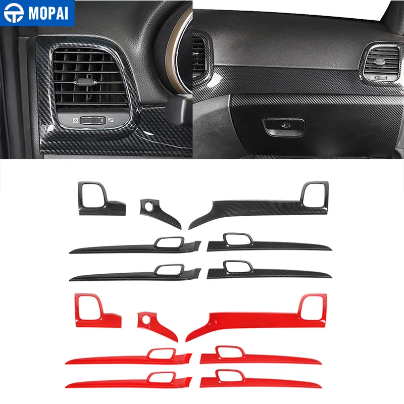 

MOPAI Carbon Fiber Grain Car Center Console Panel Inner Door Handle Decoration Cover for Jeep Grand Cherokee 2011+ Accessories
