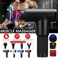 new 2299 gear 7200rmin electric percussive massager percussion lcd display massage gun hand held therapy device w 4 heads