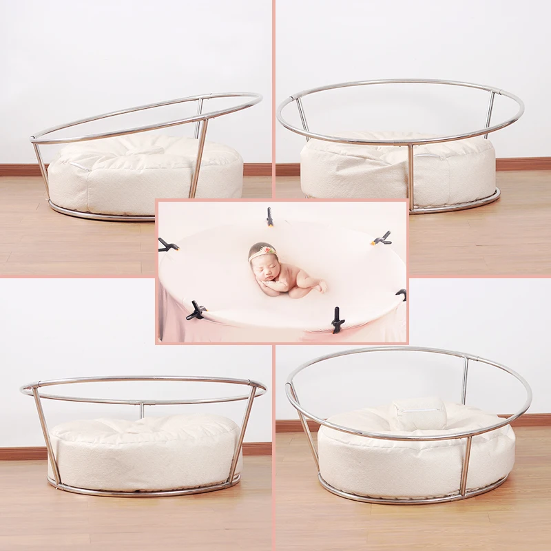 Newborn Photography Props Posing Steel Pipe Frame Steel Sofa Bebe Accessoires Photographiques Newborn Posing Nest Round Shelf