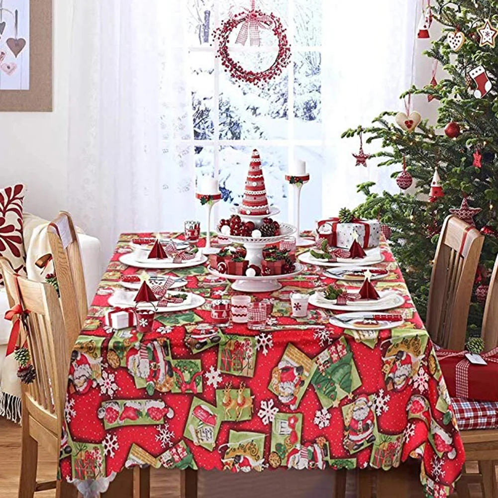 Красная Мягкая тканевая Рождественская декоративная Скатерть прямоугольная