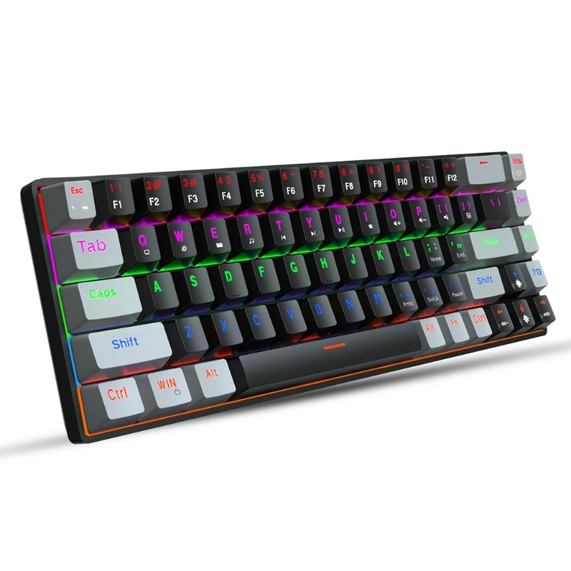 

Portable RGB Gaming Mechanical Keyboard USB Type C 68 Keys Anti-ghosting 60% RGB Keyboard for PC Laptop Blue/Red Switch