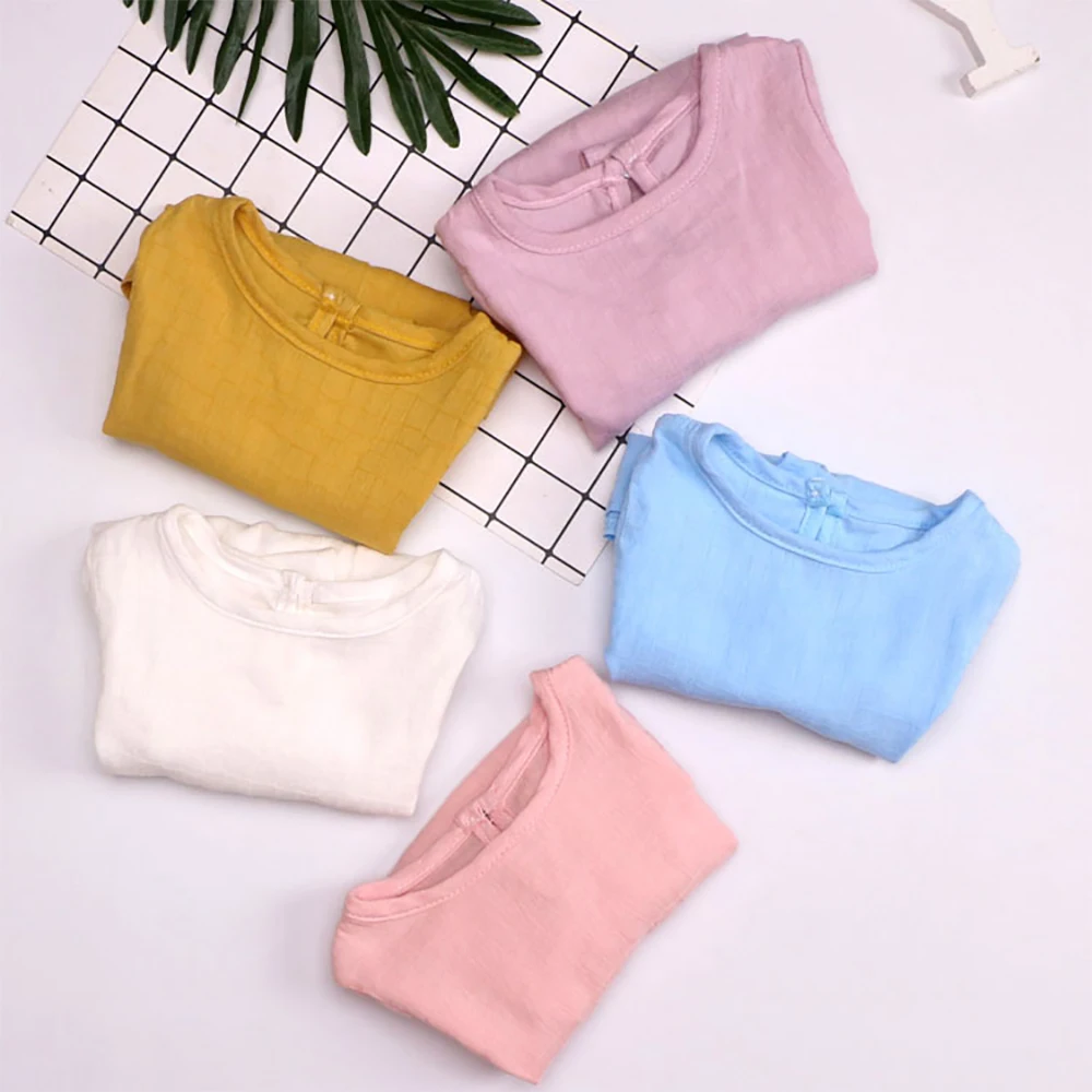 

Girls Round Neck Solid Color Trumpet Sleeve T-shirt Cotton Princess Cute Summer