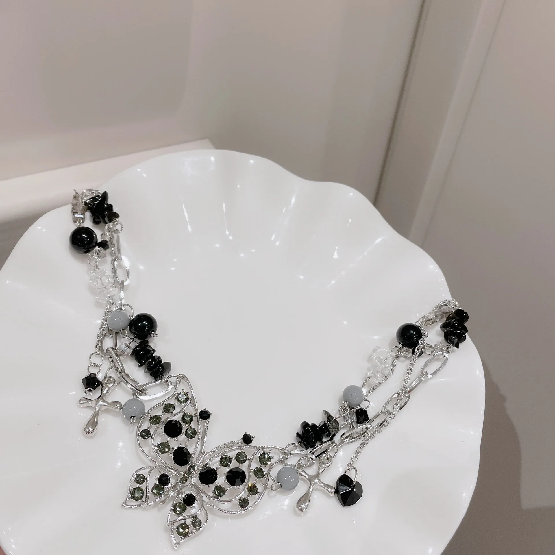 

Новое модное многослойное Ожерелье Стразы из жемчуга с крестом и полым сердцем длинное ожерелье для свитера для женщин и девушек ювелирные ...