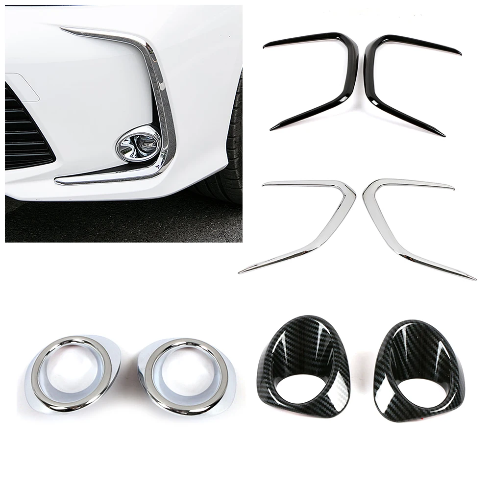 

For Toyota Corolla Sedan 2019-2021 Front Fog Light Foglight Lamp Ring Frame Cover Trim Sticker Black Carbon Fiber Matte Silver
