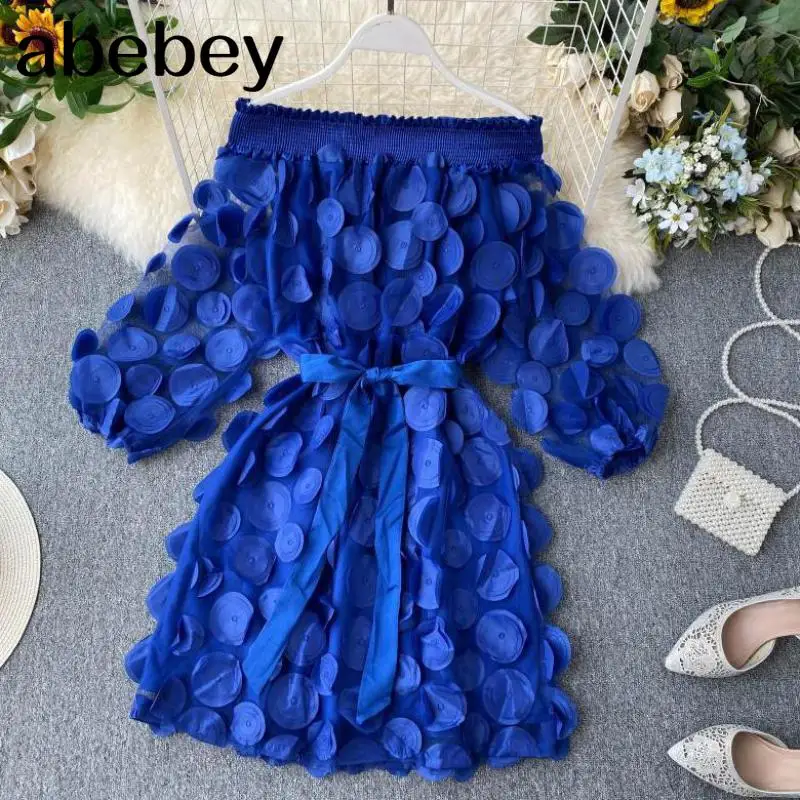 Платье женское с рукавом-пузырьком модное элегантное однотонное платье объемным