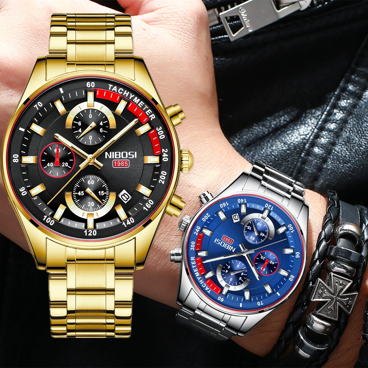 

Часы наручные NIBOSI Мужские кварцевые, брендовые люксовые модные повседневные, в стиле милитари, под платье, 2375