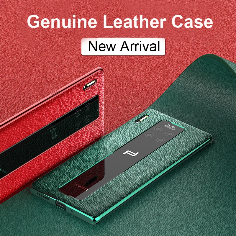 for huawei mate 30 rs genuine leather case for huawei mate 30rs phone protection hybrid true leather back case cover free global shipping