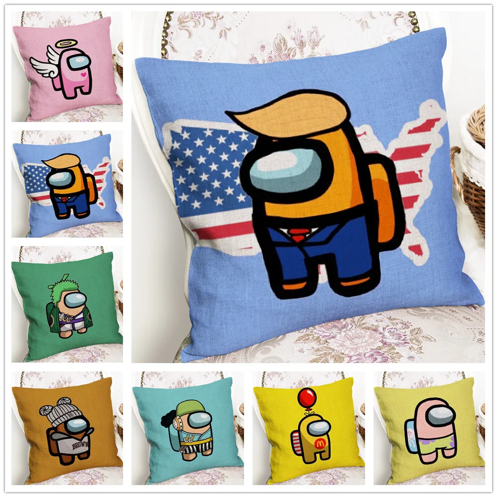 

Наволочка из льна с мультяшным рисунком, 45 х45 см