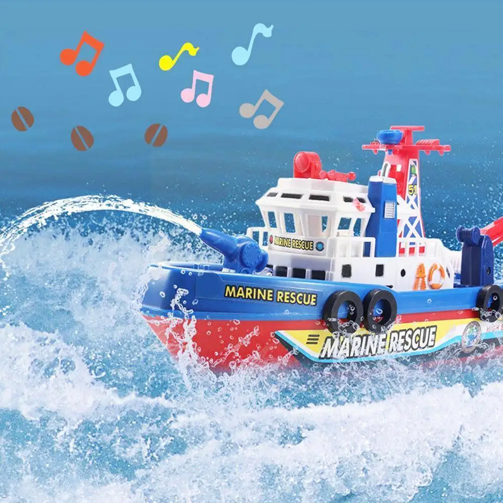 

Spray Water Fire Boat With Music Led Light Toys For Kids Boy Outdoor High Speed Electric Fire Boat Marine Rescue Model Kids Q6d6