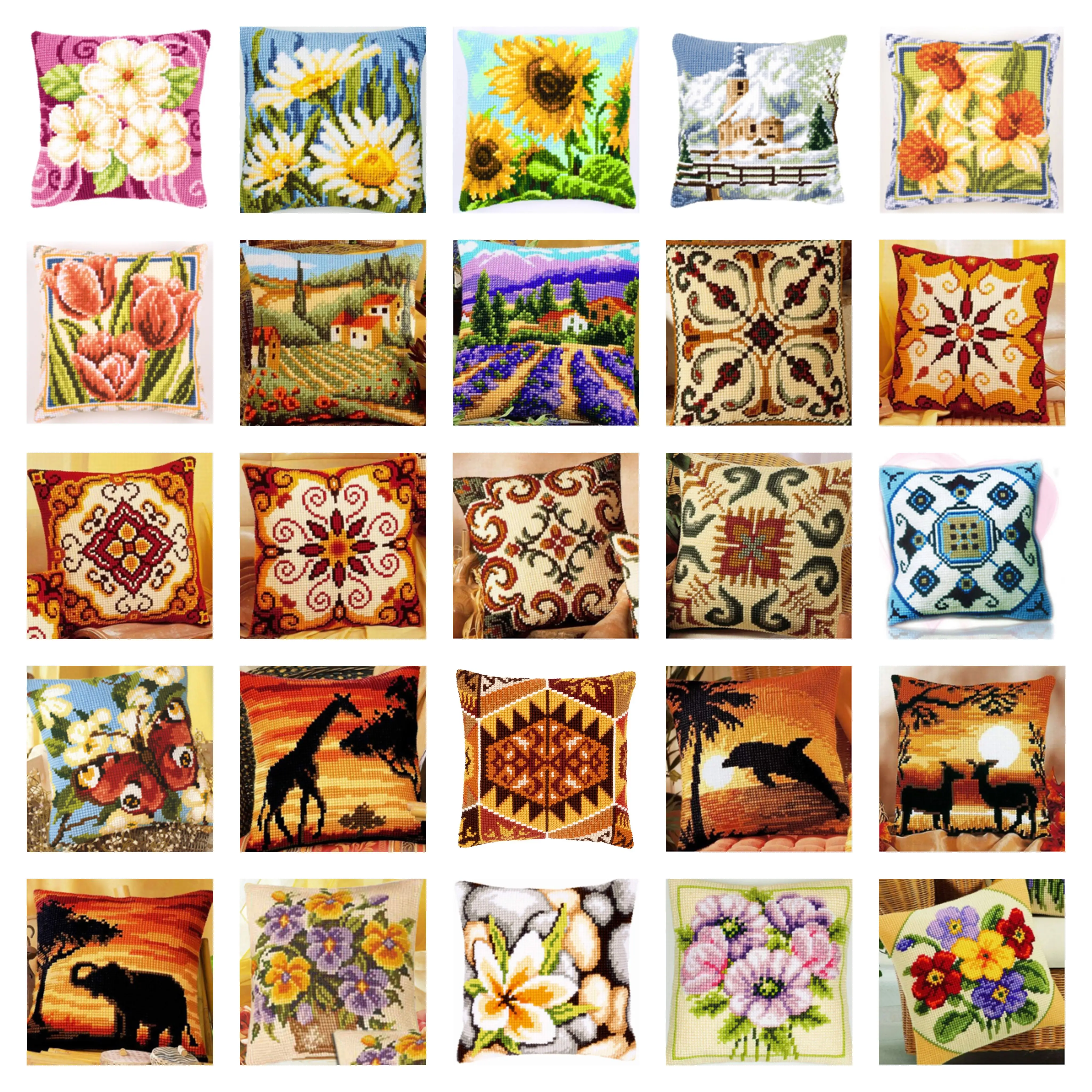 Розовые цветы 2 DIY Набор рукоделия незаконченная Подушка с вышивкой из акриловой