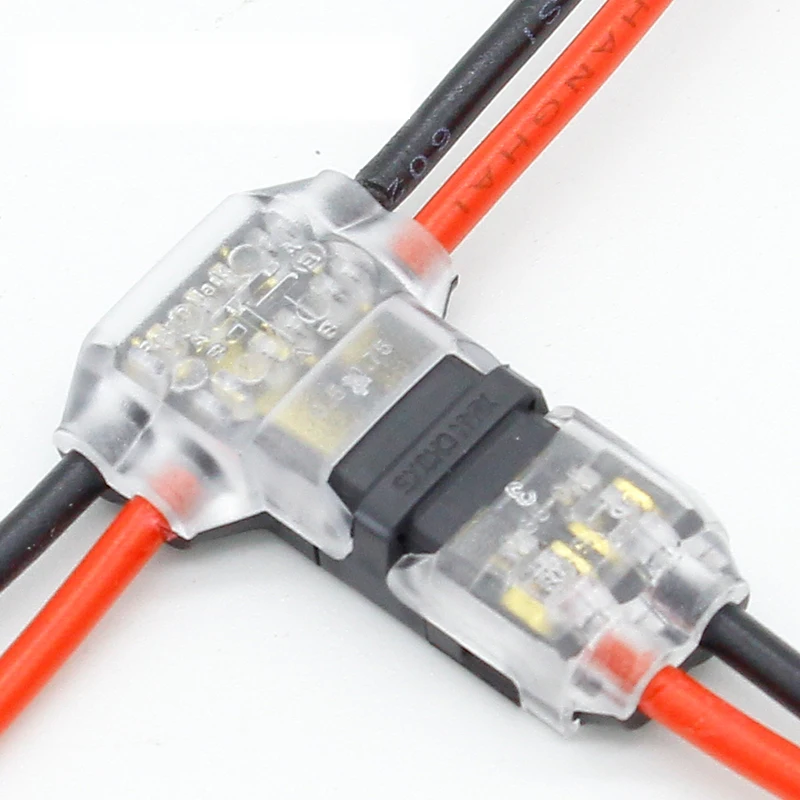 10Pcs/lot Pluggable Wire Wiring Connector T SHAPE Universal 2 Pin 2 Way AWG 18-24 Conductor Terminal Block Car Connectors