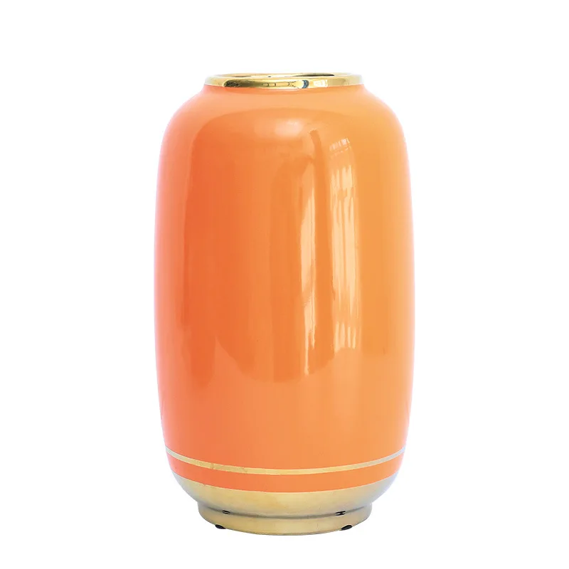 

Light luxury modern simple ceramic vases creative home orange Xuanguan flower model room hotel lobby decoration