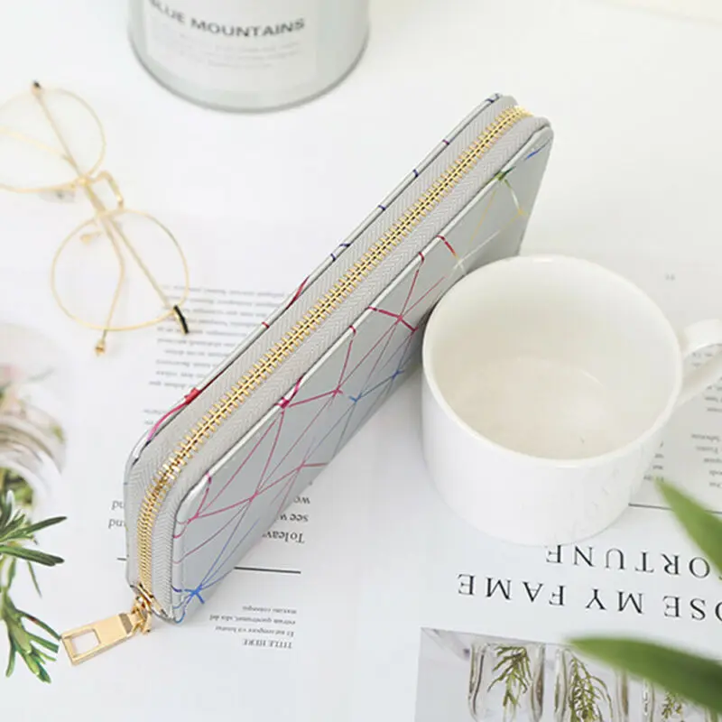 Fashion Women Leather Envelope Clutch Wallet Gradient geometric pattern Long Card Holder Purse Bag Handbag | Багаж и сумки