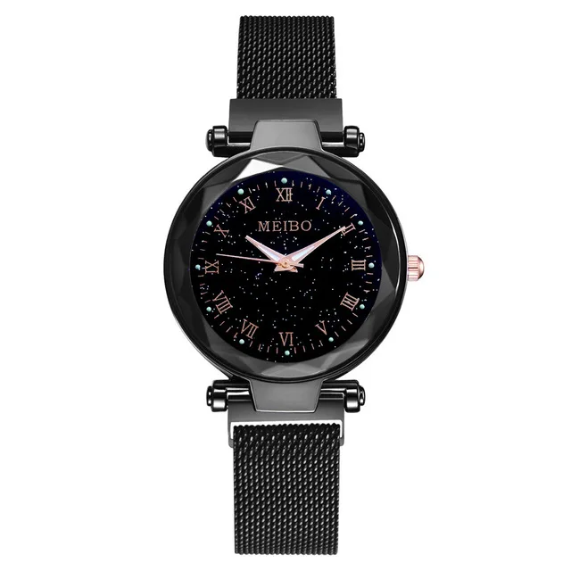 C Black Relogio Feminino модные женские часы Звездное небо магнитные наручные часы с ремешком-сеткой женское платье Светящиеся кварцевые наручные женские часы - Цвет: C Black