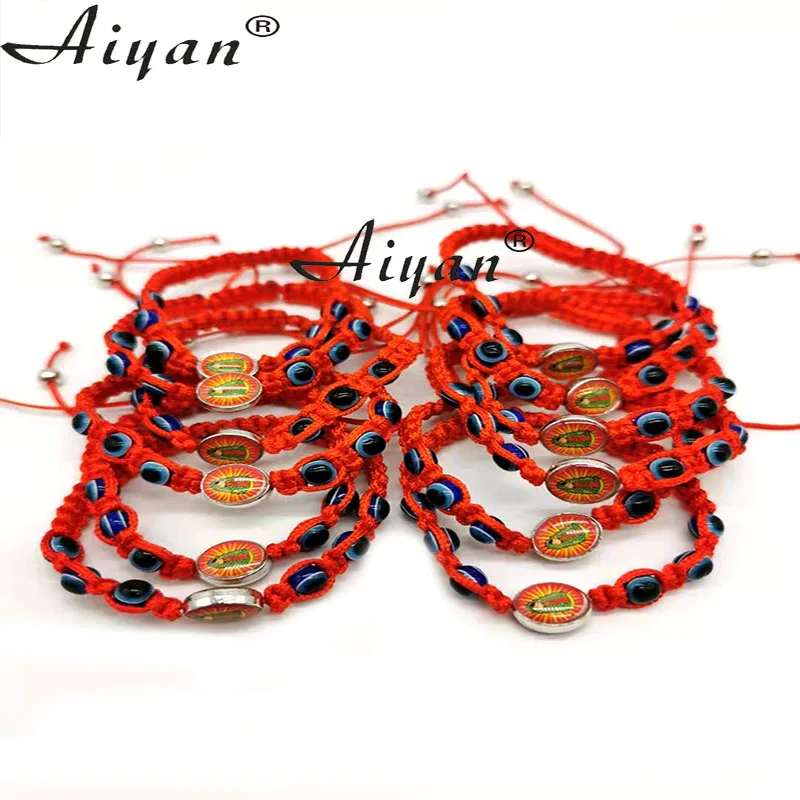 

12 Pieces Baby Size Virgin Mary And Eye Bead Braided Bracelet Has Exorcism Protection And Can Also For Prayer Or As A Gift