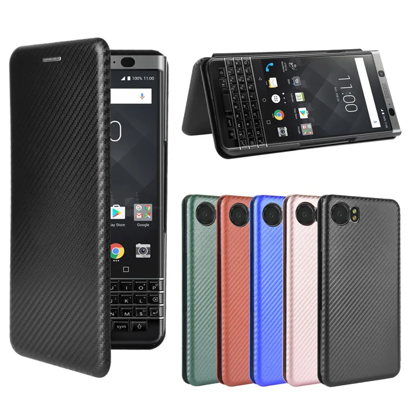 For BlackBerry Keyone Case Fashion Carbon Fiber PC Hard Card Holder Slim Leather for Wallet Flip Cover | Мобильные телефоны и