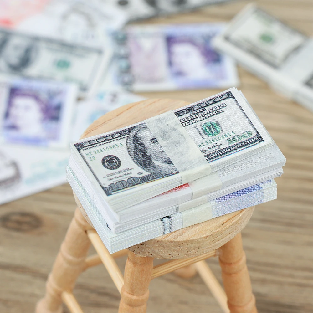 

5 Пряди тов мини долларов евро британский фунт милые банкноты модели миниатюрные изделия для куклы 1/6 1/12 кукольный домик Ob11 аксессуары для к...