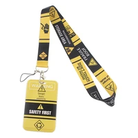 ER625 Safety First Yellow Warning Fashion Lanyard Badge Holder Bus Card Holder Staff Card Bank Credit Card Holder Accessories