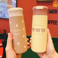 new funny coffee bear vacuum thermos cup 304 stainless steel water bottle portable couples student straight drink thermos bottle