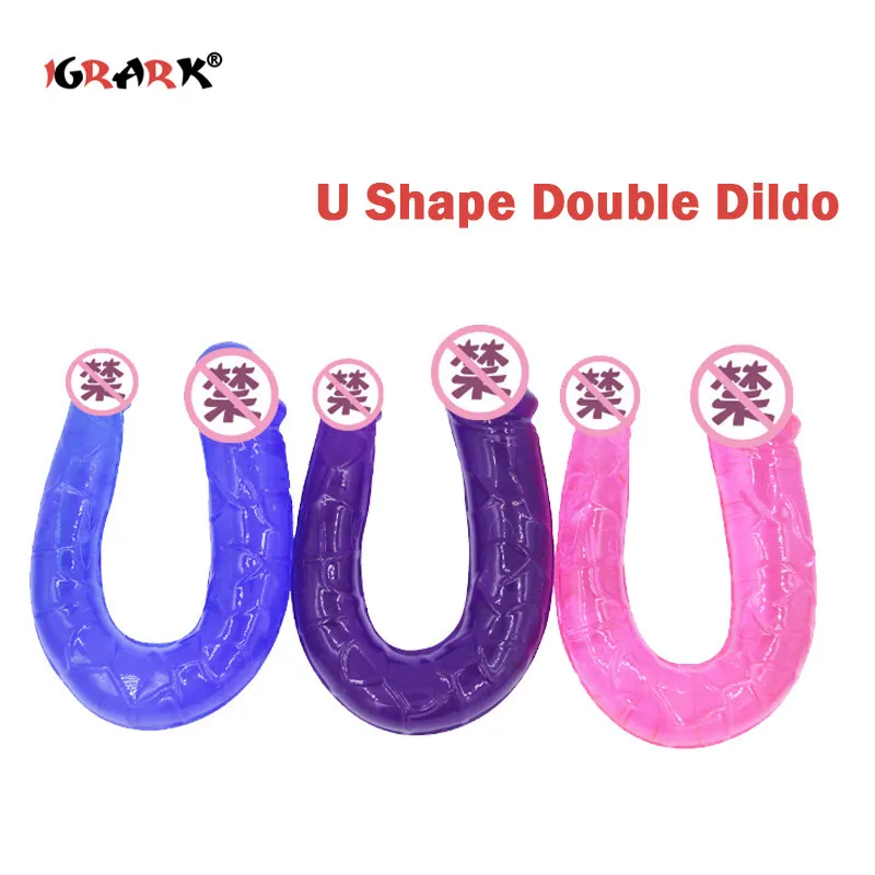 Двойной фаллоимитатор желе реалистичный U форма мягкий вагинальный пенис