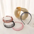 Модный простой головной убор однотонный резиновый гребень для волос повязка на голову ободок для волос с зубцами аксессуары для волос для женщин
