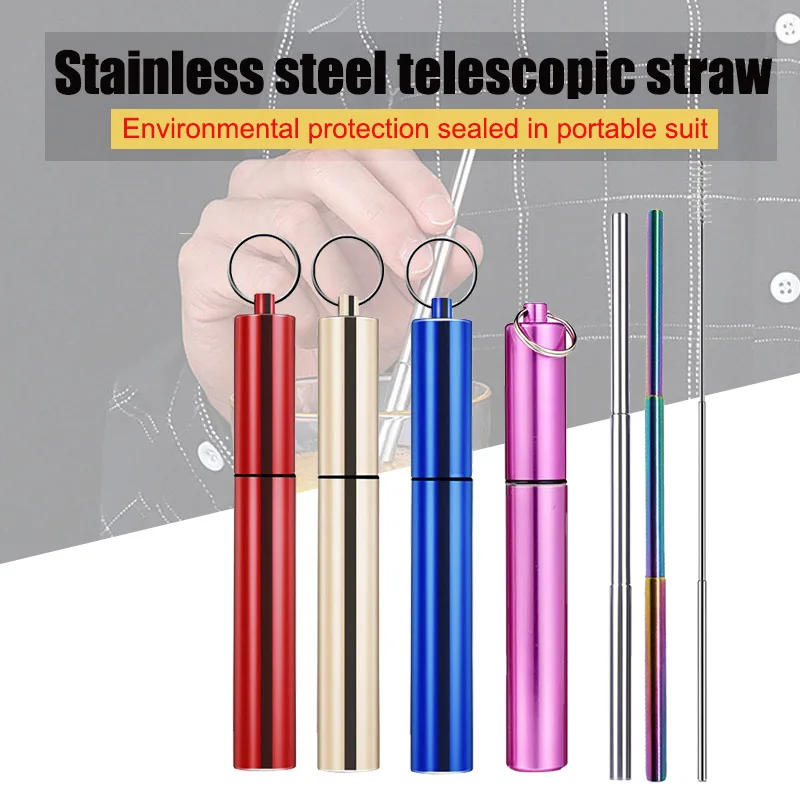 Оптовая продажа многоразовые телескопические питьевые соломинки из нержавеющей