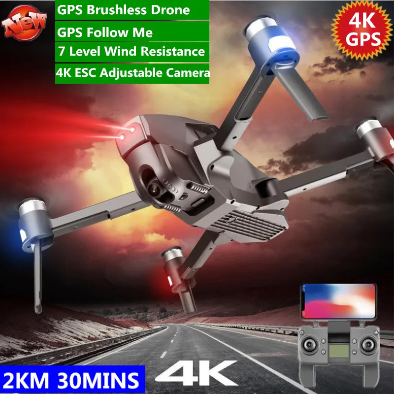 

GPS 5G Professional Aerial WiFi FPV RC Drone 5G 30MINS 2KM 4K Camera Optical Flow Remote Brushless Foldable RC Quadcopter RTF
