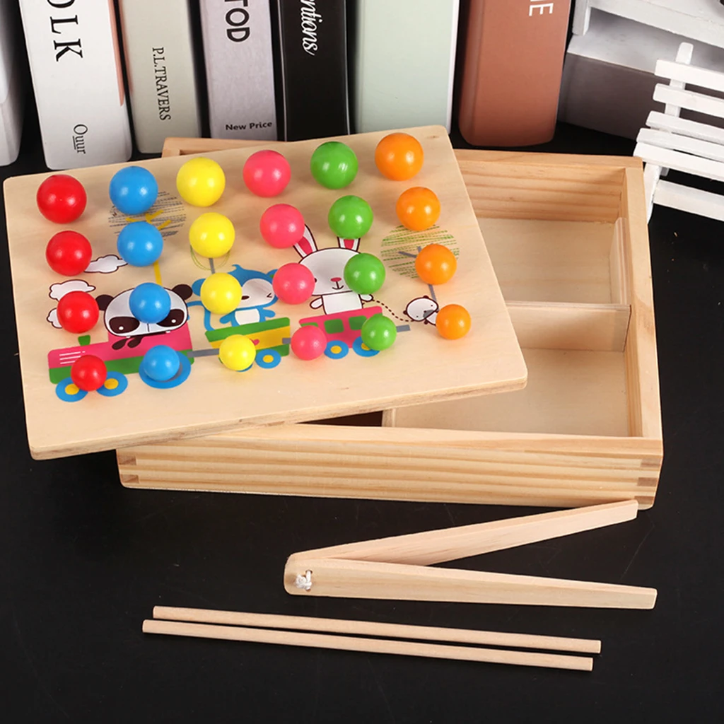 Монтессори игрушка радуга бусины коробка клип мяч игры для малышей дети