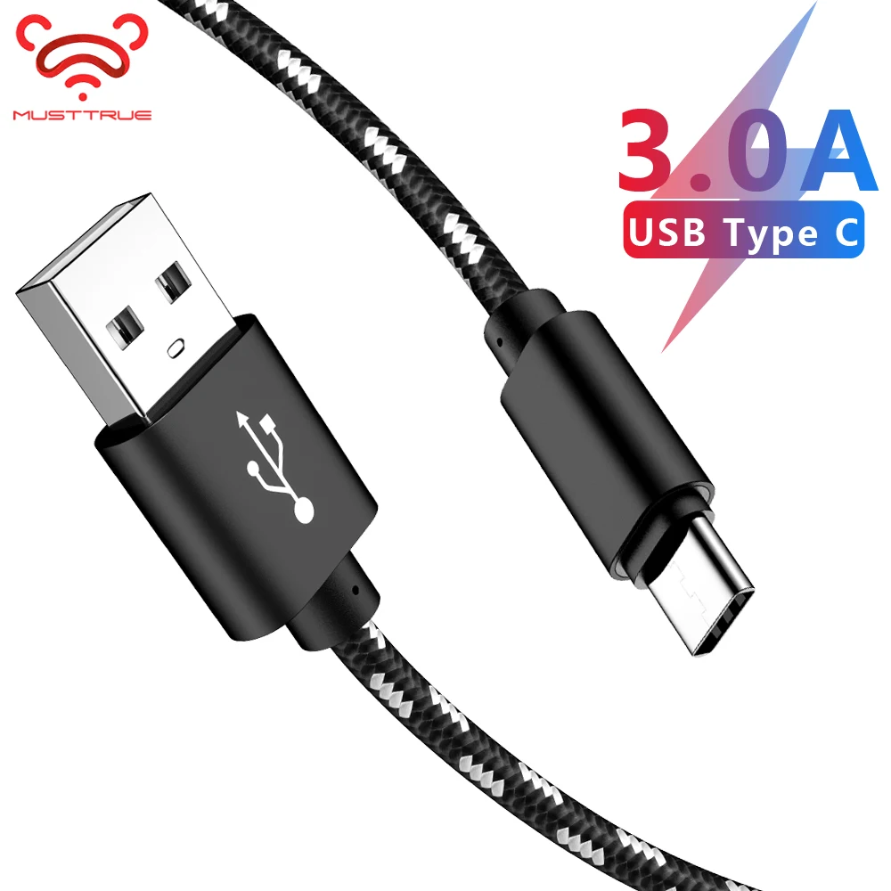 MUSTTRUE USB C кабель провод для быстрого заряда tipe c передачи данных HUAWEI p30 p20 oneplus 7 pro