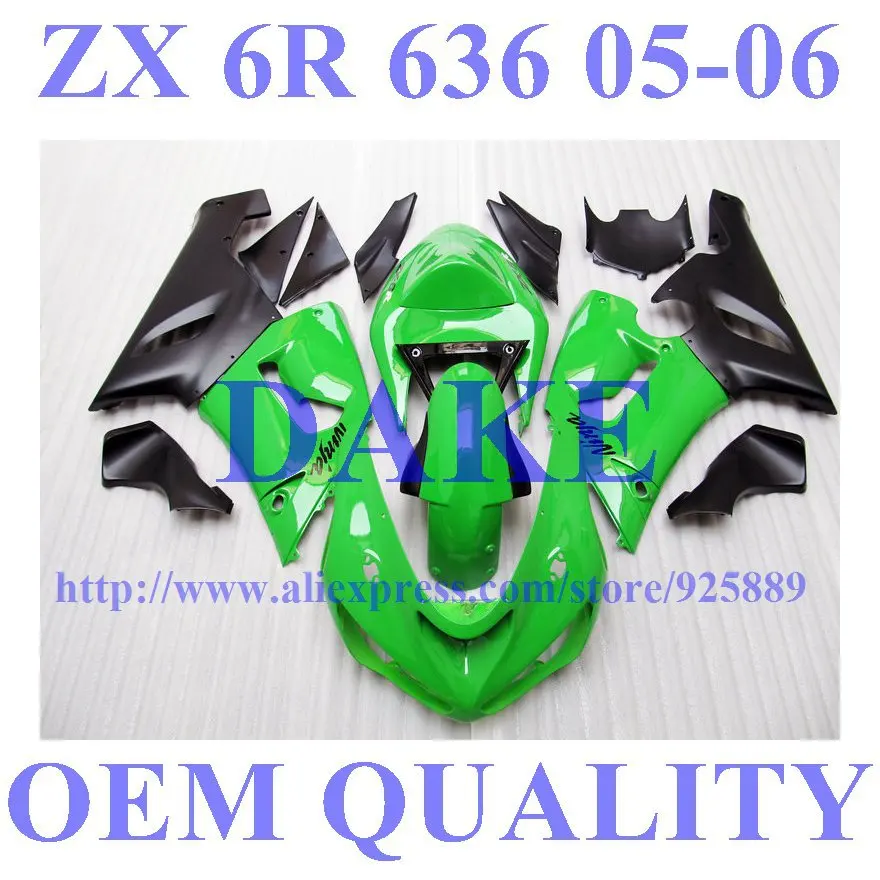 

Green Black Fairing Kit FOR KAWASAKI NINJA ZX 6R 636 05 06 ZX-6R DAKE ZX6R 2005 2006 ZX 6R 05 06 Fairings
