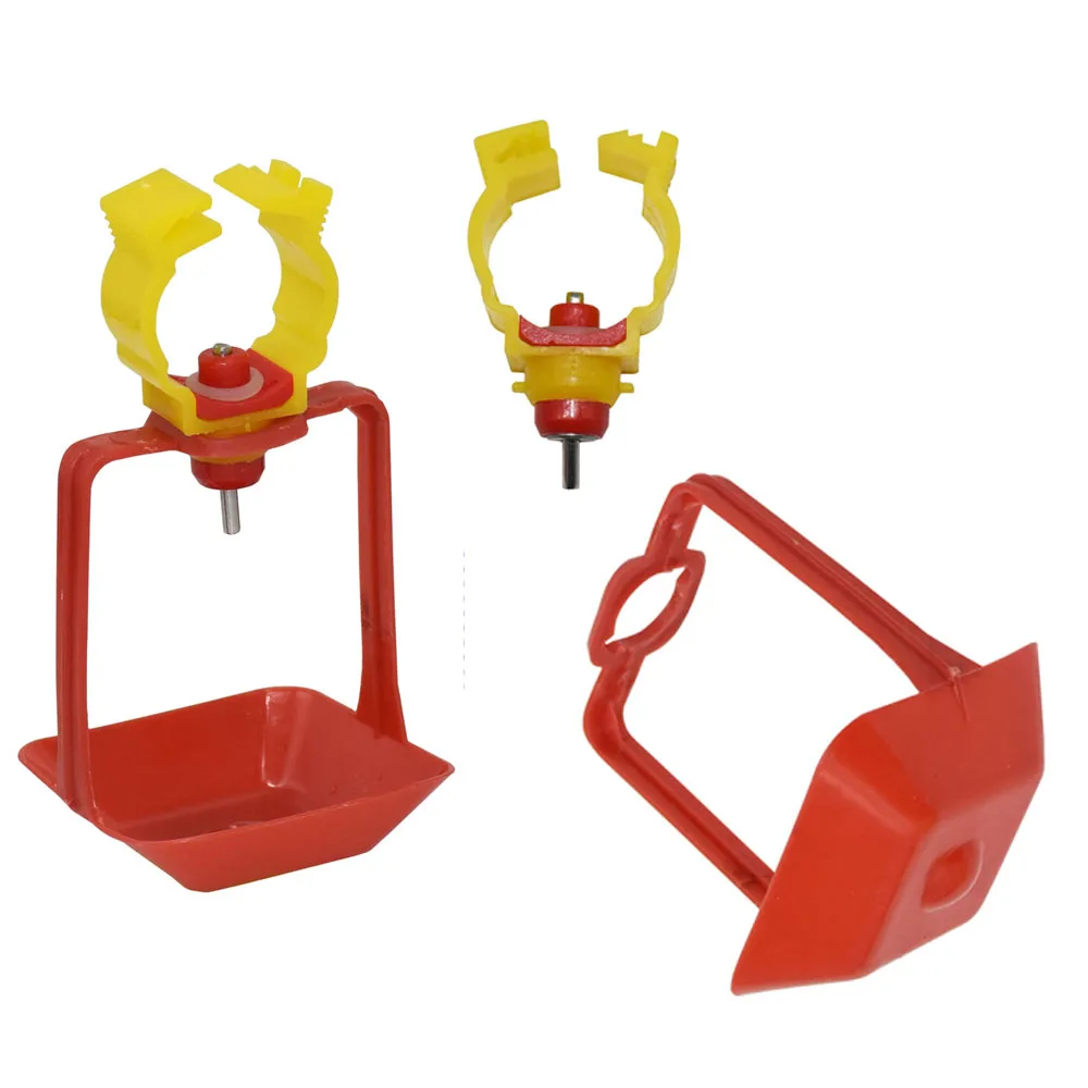 

100 pcs Quail Poultry Automatic Waterer Drinkers Red hanging cup Yellow nipple Drinker For Diameter 25 mm Pipe