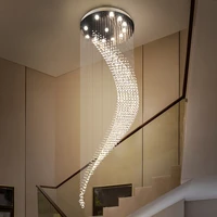 modern staircase crystal chandelier luxury spiral design hall light fixture living dining room suspension wire cristal lamp loft