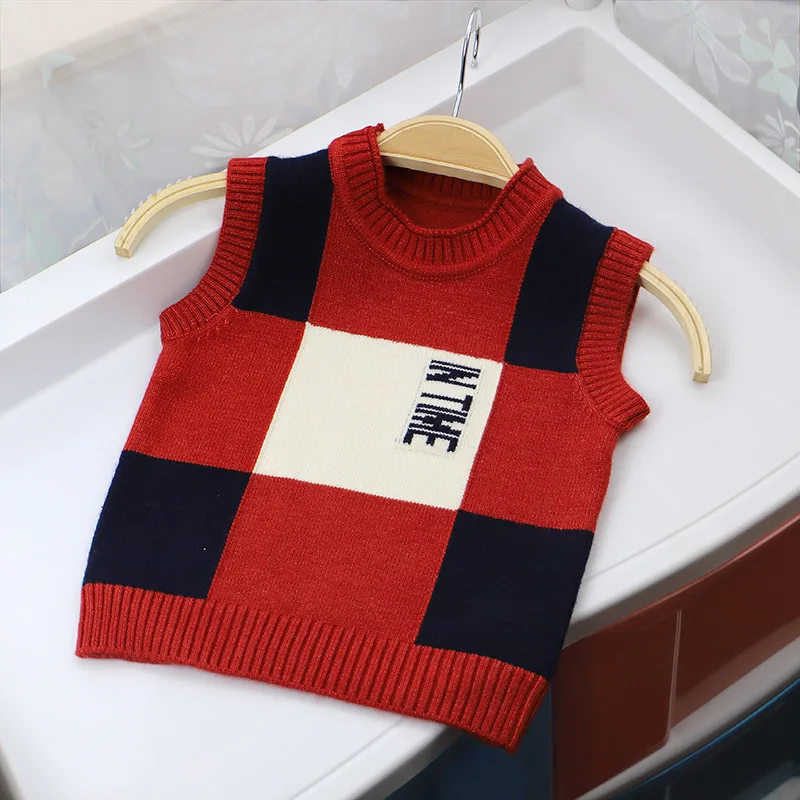 Осенне-зимние свитера для мальчиков теплая одежда без рукавов малышей Топы