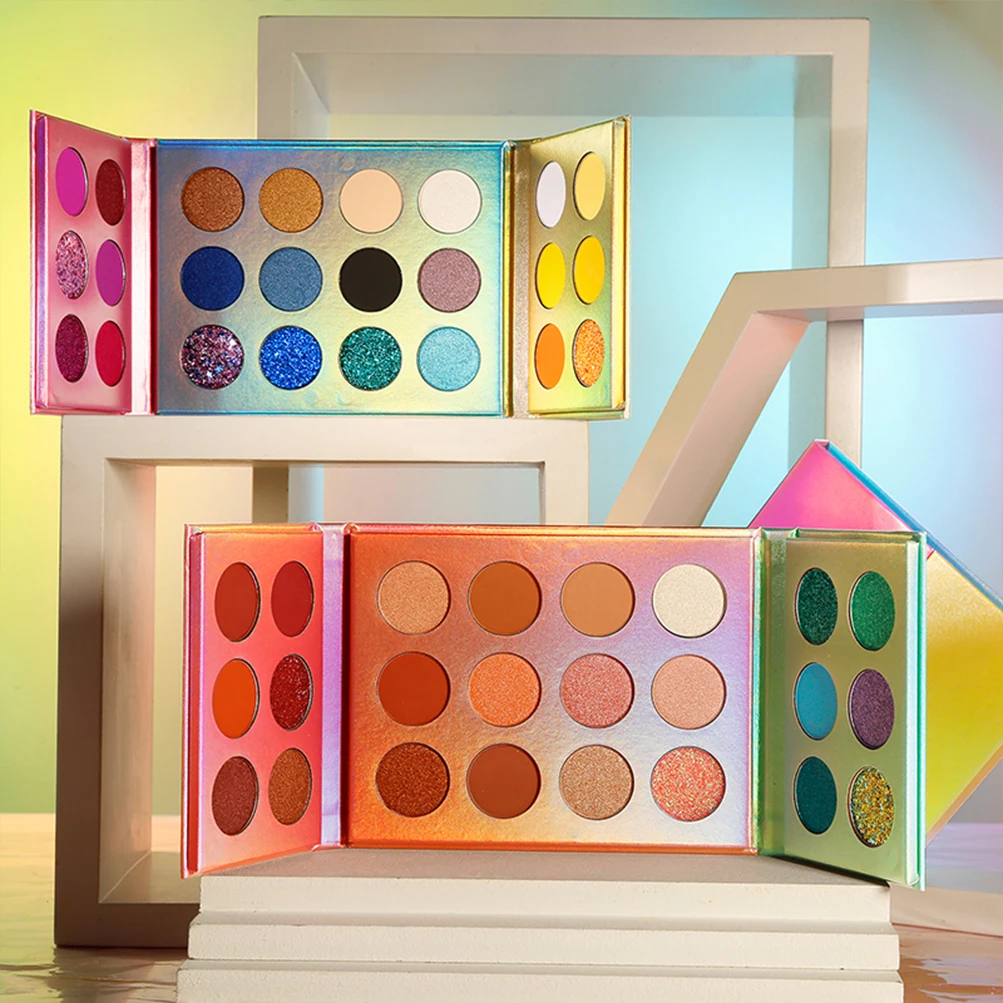 Двойная палитра блестящих матовых теней для век стойкие теплые и пигментные тени