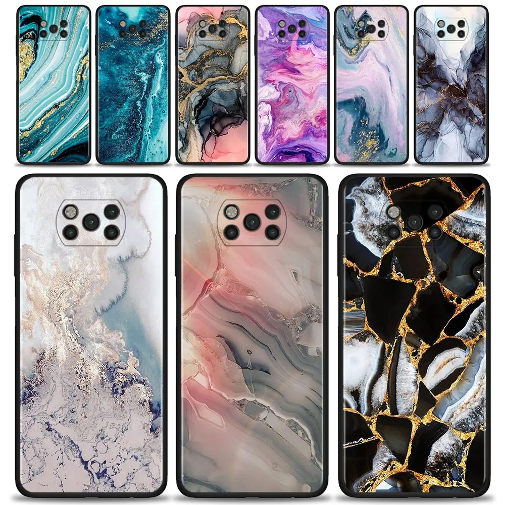

colorfull marble Phone Case For Xiaomi Mi Poco X3 Pro F3 X3 GT M3 X3 NFC F1 M3 Pro 5G F3 GT Black Soft Silicon Cover Coque Shell