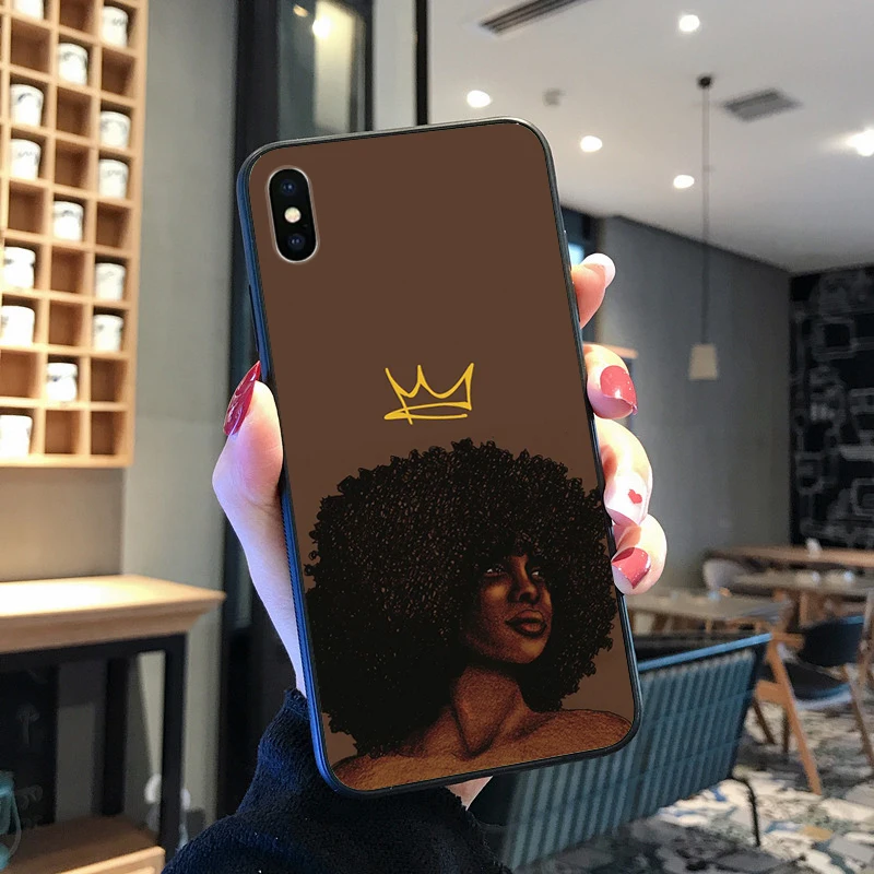 

Afro Black Girl Magic Melanin Poppin Phone Case For Iphone XR X 6 6S 7 8 Plus Fundas Apple 11 Pro XS Max SE 2020 iphone 12 12pro