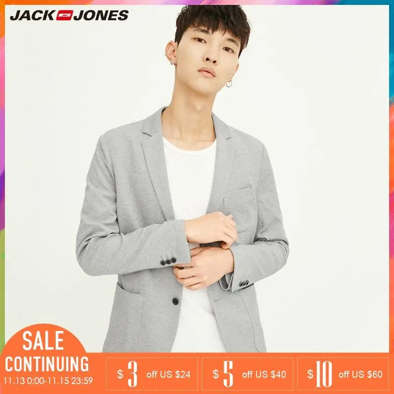 Jack&ampJones Бренд 2018 Новинка мужский пиджак тонький стильный фасон 55% хлопок с