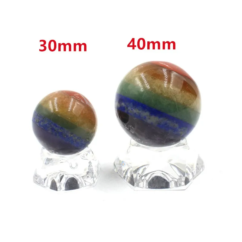 

30/40mm Natural 7 Chakra Stone Healing Crystal Gemstone Decorative Ball Home Ornaments Divination Sphere Sculpture Crafts Ball