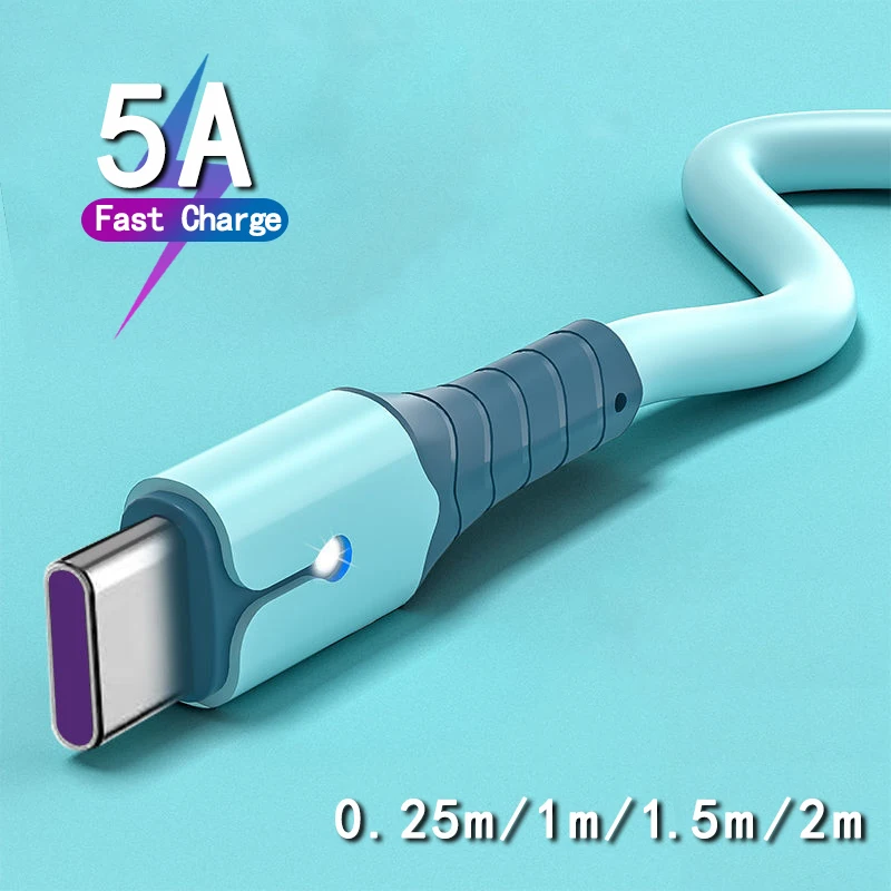 

5A USB Type C Cable For Huawei P40 Pro Mate 30 P30 Pro Xiaomi 6X 9 8 Quick Charge Wire Fast Charging USB-C Cable Phone Charger