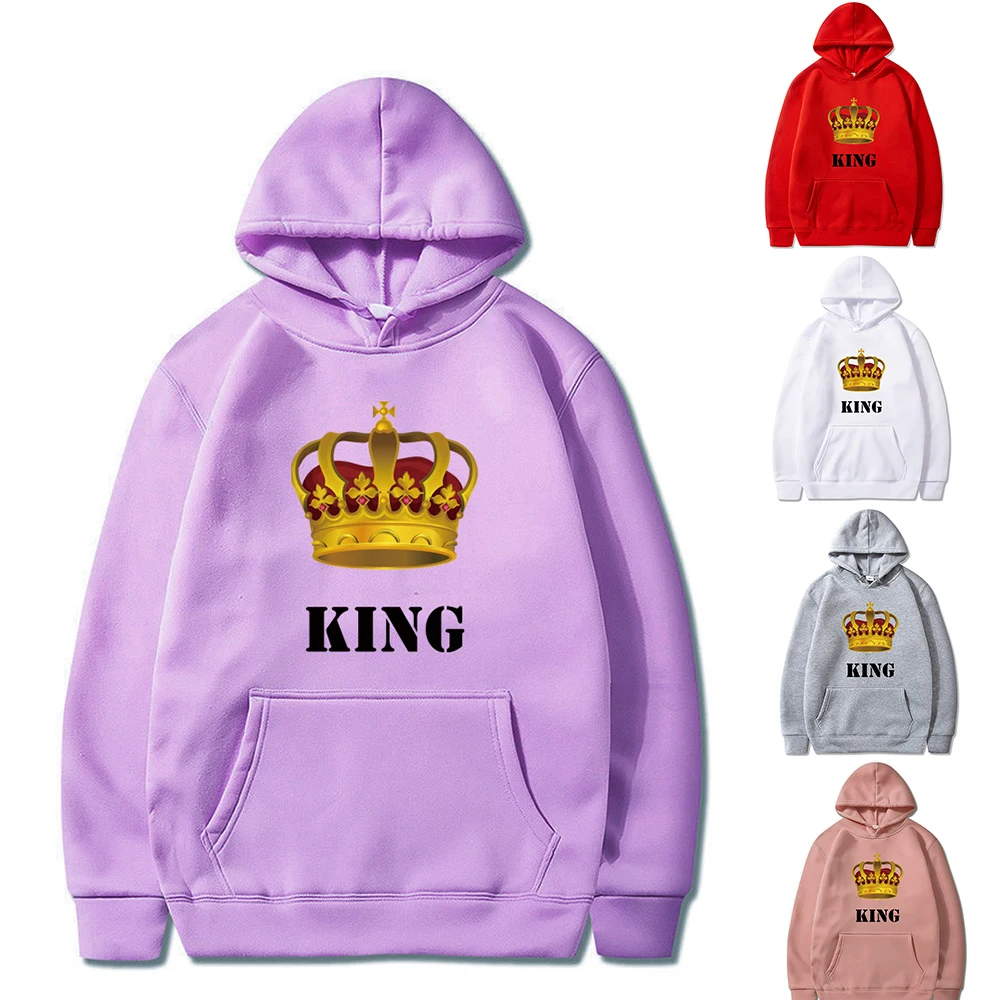 

Men and Women Hoodies Casual Sweatshirt Yellow Crown Print Hoodie Spring Unisex Pullover Harajuku All-match Long Sleeve Clothing